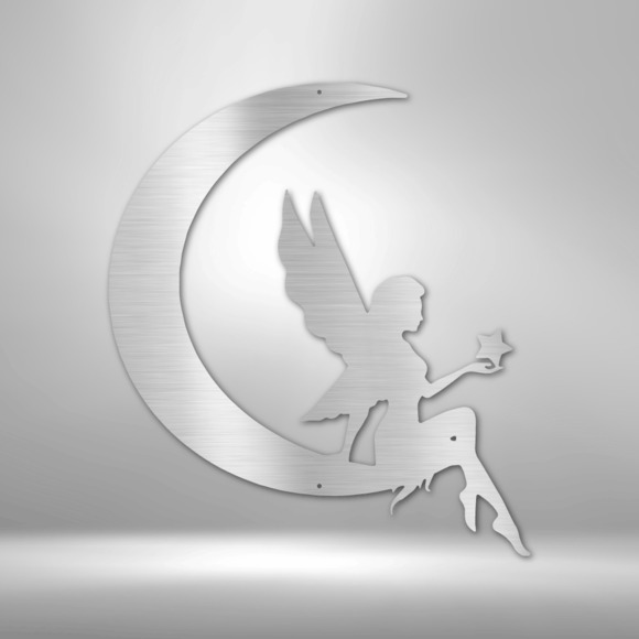 Fairy Moon Steel Sign Laser Cut Powder Coated Home & Office Metal Wall Decor Mul